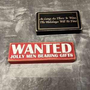2 Holiday Wooden Block Signs